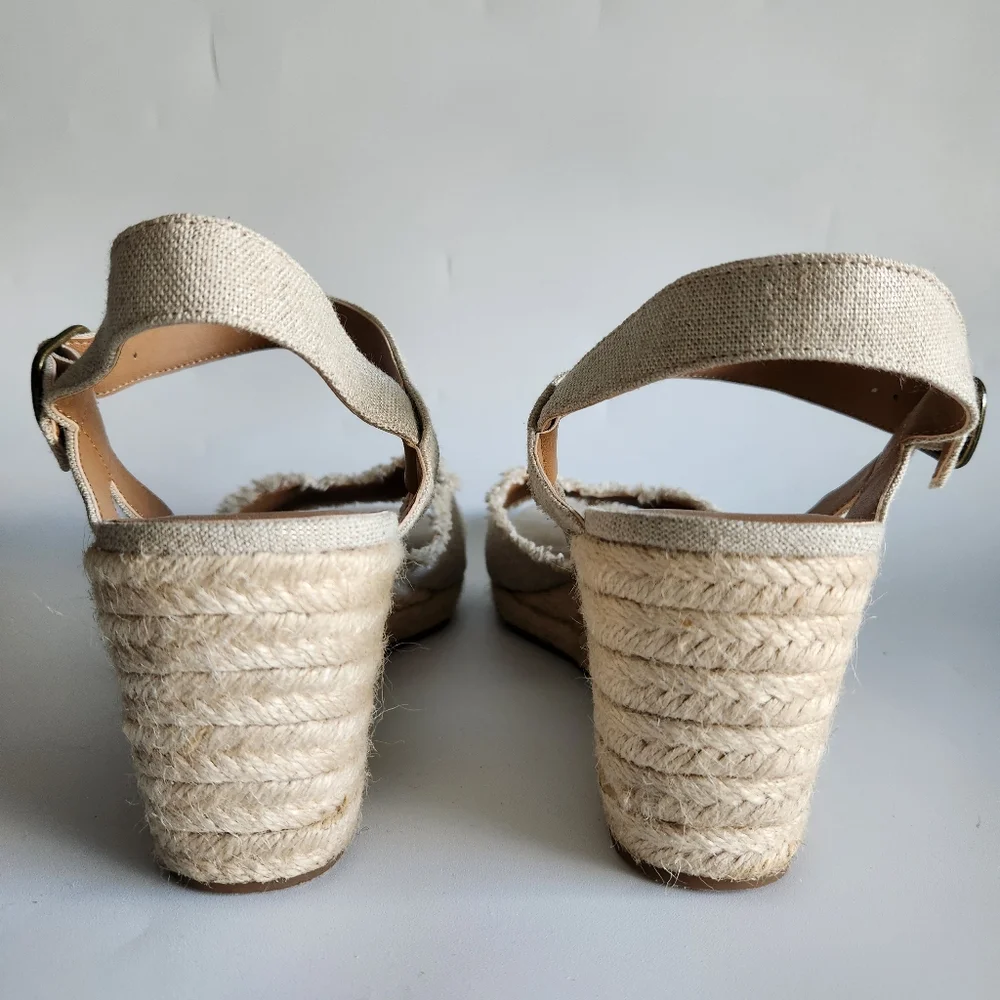 Lucky Brand Mindra Espadrille Wedge Sandal Size 12 Natural Frayed
